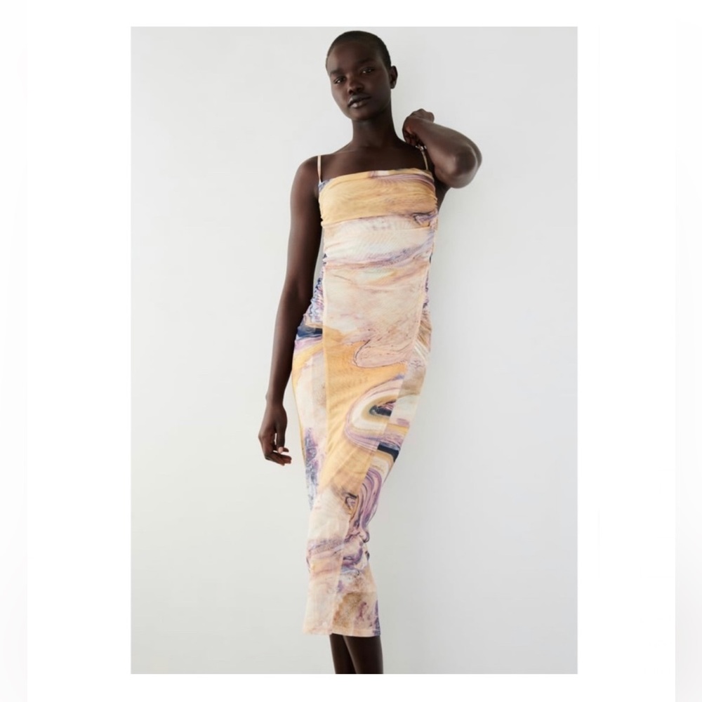 Zara Draped Tulle Mesh Dress